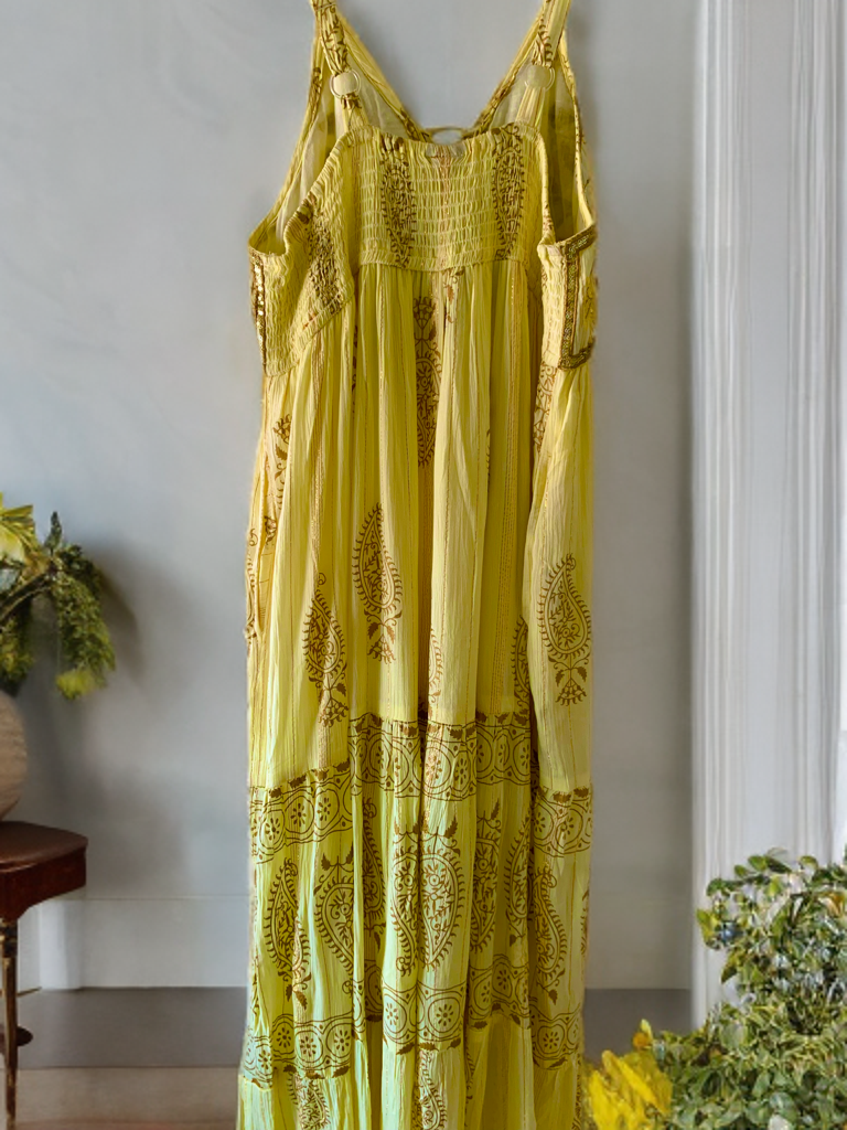Vestido boho ibicenco amarillo