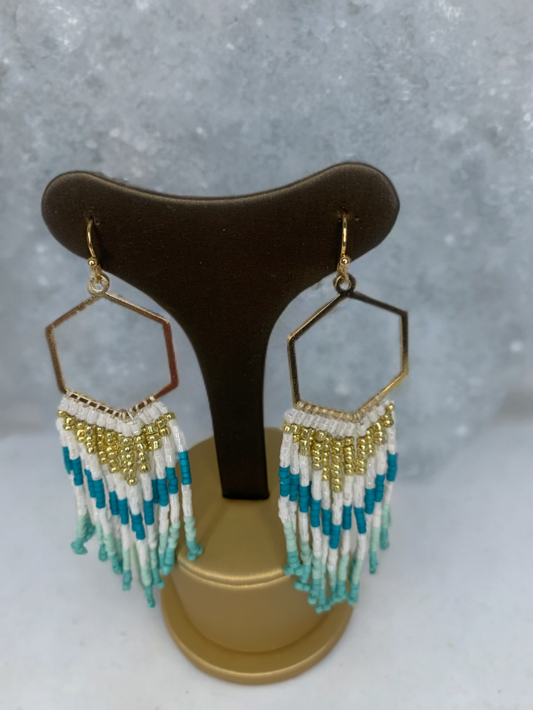 Pendientes boho azul.
