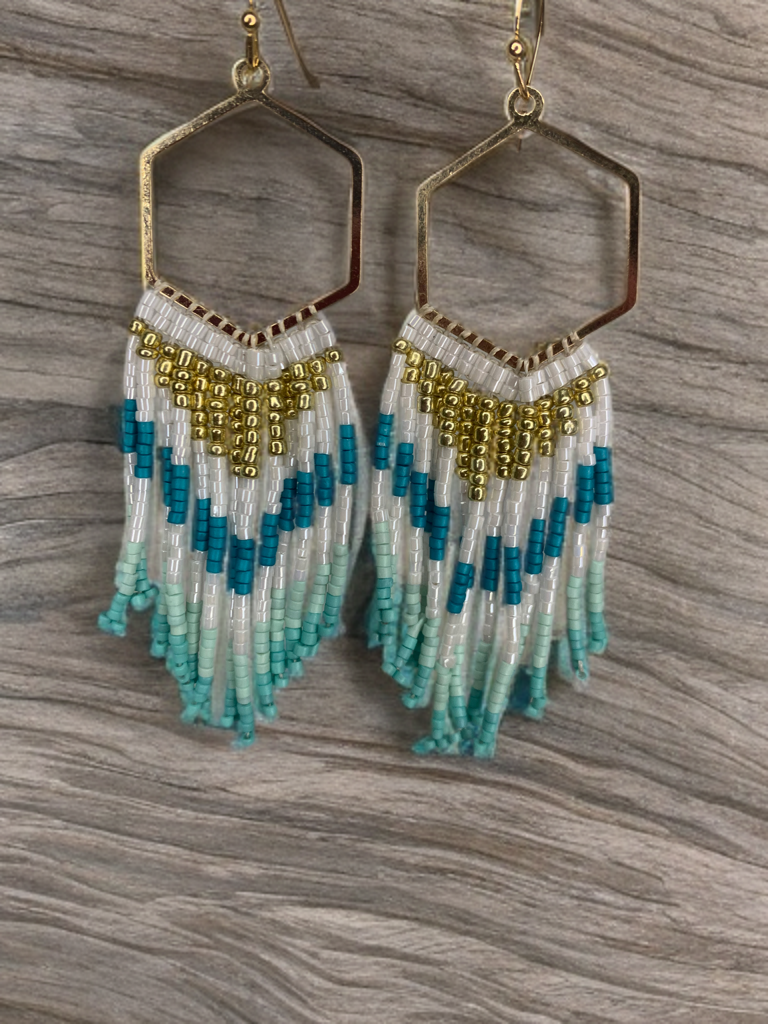 Pendientes boho azul.