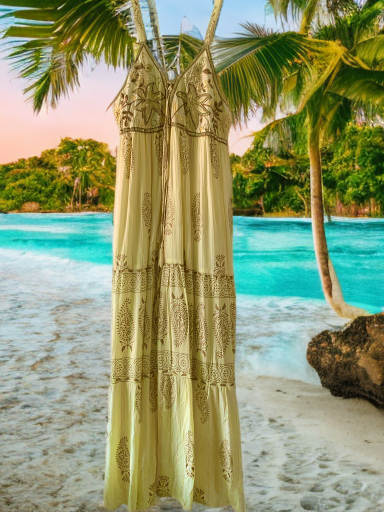 Vestido boho  ibicenco amarillo