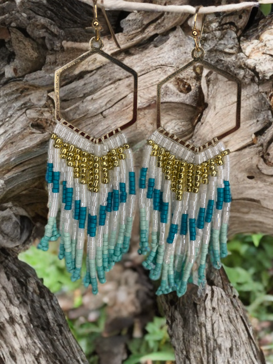 Pendientes boho azul.