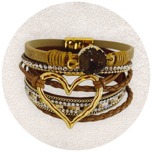 Multipulsera camel dorado