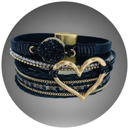 Multipulsera corazón plata.