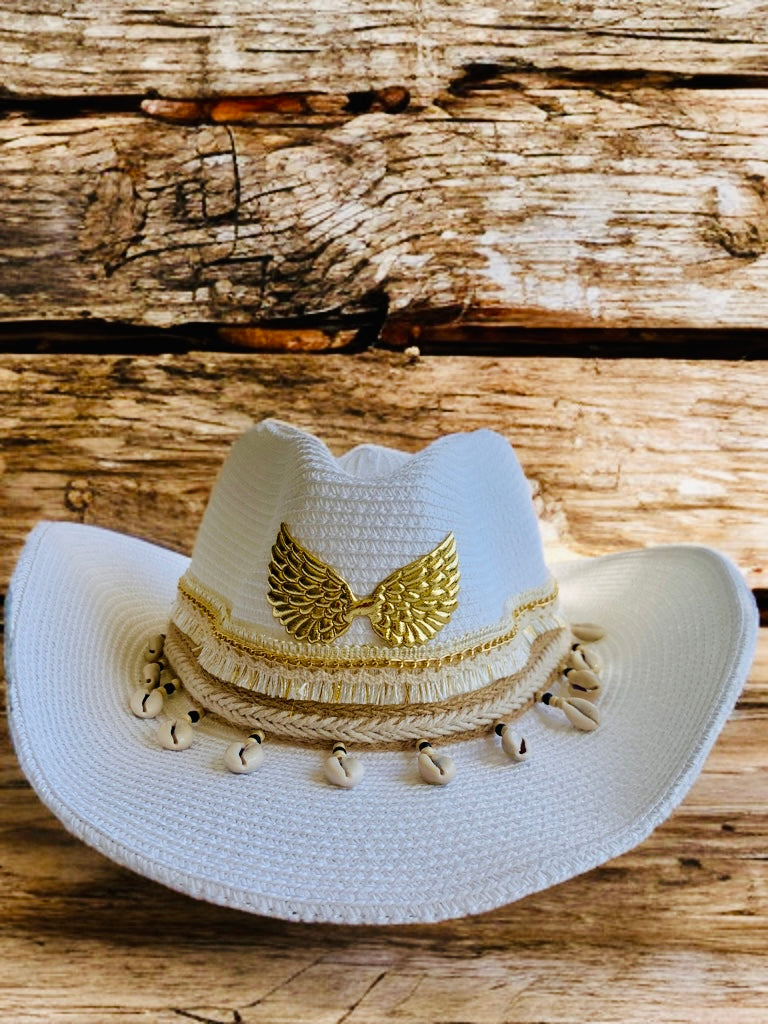 Sombrero vaquero blanco.